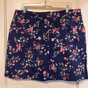 Karen Scott 12 Navy Mini Skirt with Pink Floral Print